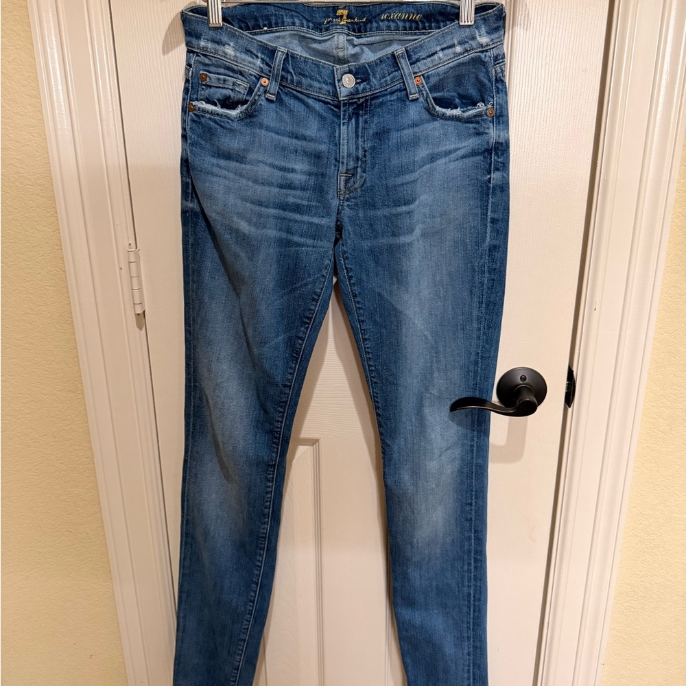 LOW RISE Vintage 7 For All Mankind Light Blue Skinny Jeans